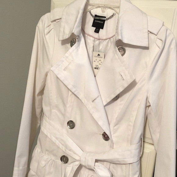 Express White Ruffle Trench - Picture 3 of 9